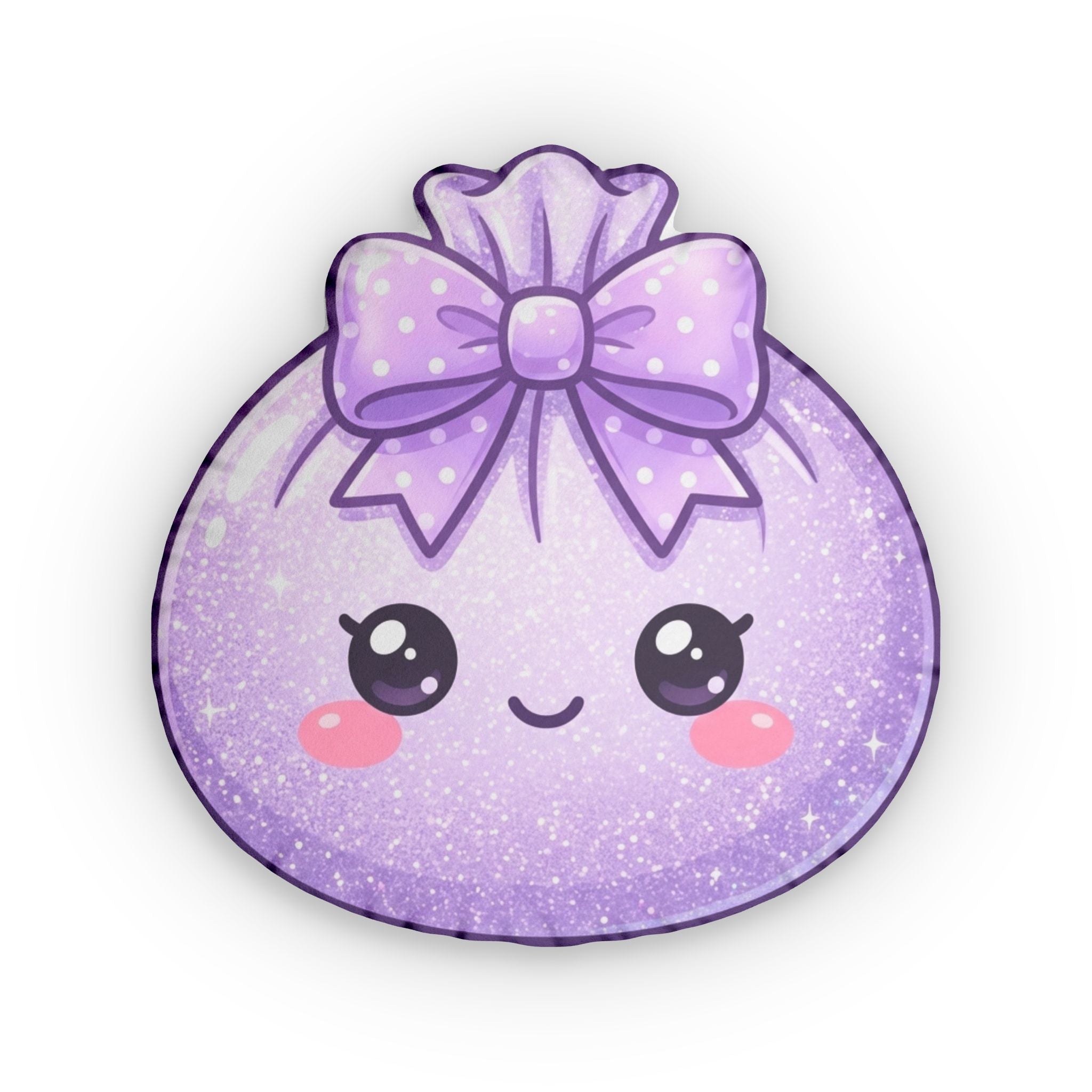Kawaii Purple Bow Plush Pillow — Cute Custom Shaped Decorative Pillow