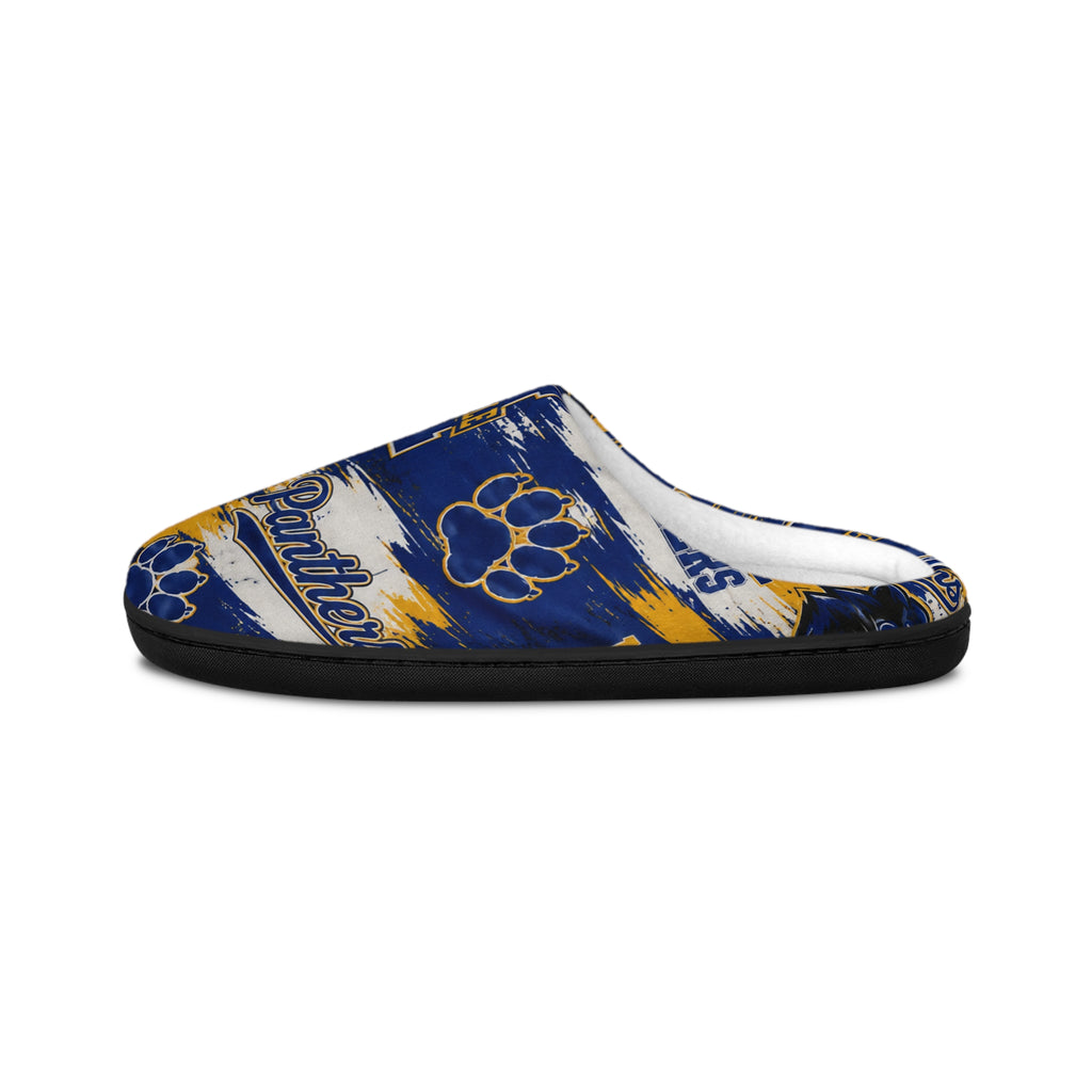Maysville Women’s Indoor Slippers — Cozy Blue & Gold Mascot Pattern