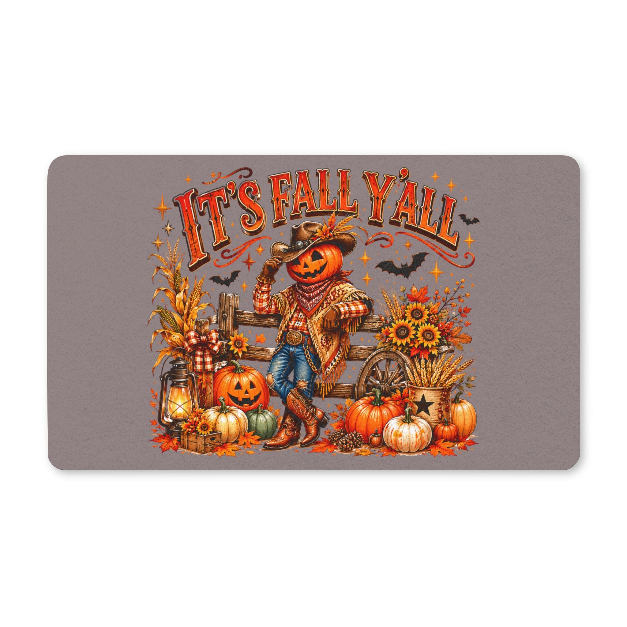 It's Fall Y'all Doormat — Autumn Pumpkin Scarecrow Polyester Welcome Mat
