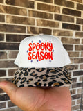 🎃 Spooky Season Embroidered Hat | Leopard Print Brim | New