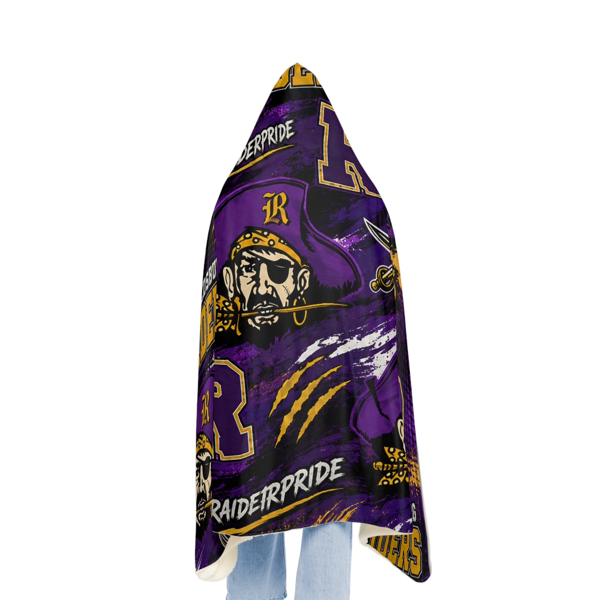 Reynoldsburg Raiders Hooded Snuggle Blanket — Purple Team Logo Fleece, #RaiderPride