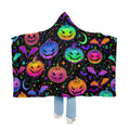 Halloween Hooded Blanket - Neon Jack-o'-Lanterns & Bats Snuggle Throw