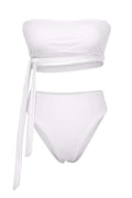 Bandeau Bikini High Wiast Set Swimsuit Women Bandage Swimwear Women Sports Bathing Off Shoulder Two Pieces Set Biquini
