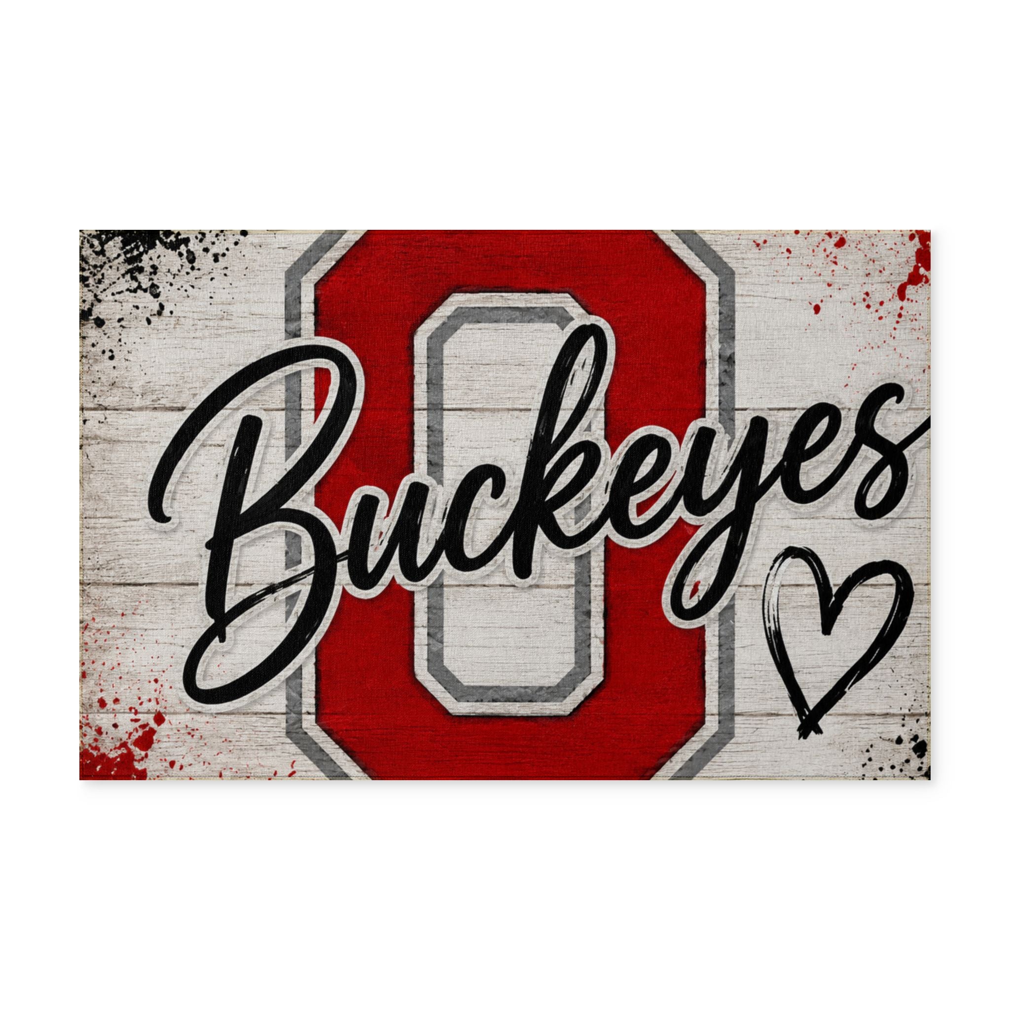 Ohio State Buckeyes Washable Rug | Scarlet & Gray Team Spirit Floor Mat