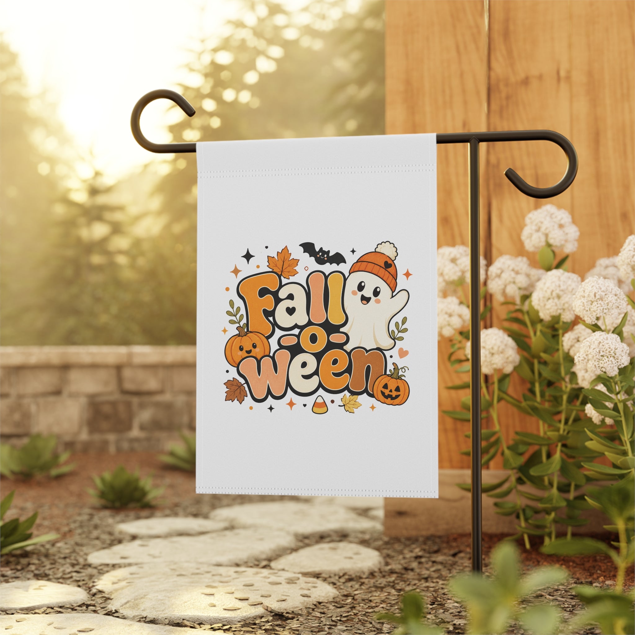 Halloween Ghost Garden Flag — Cute Fallween Pumpkin Decor