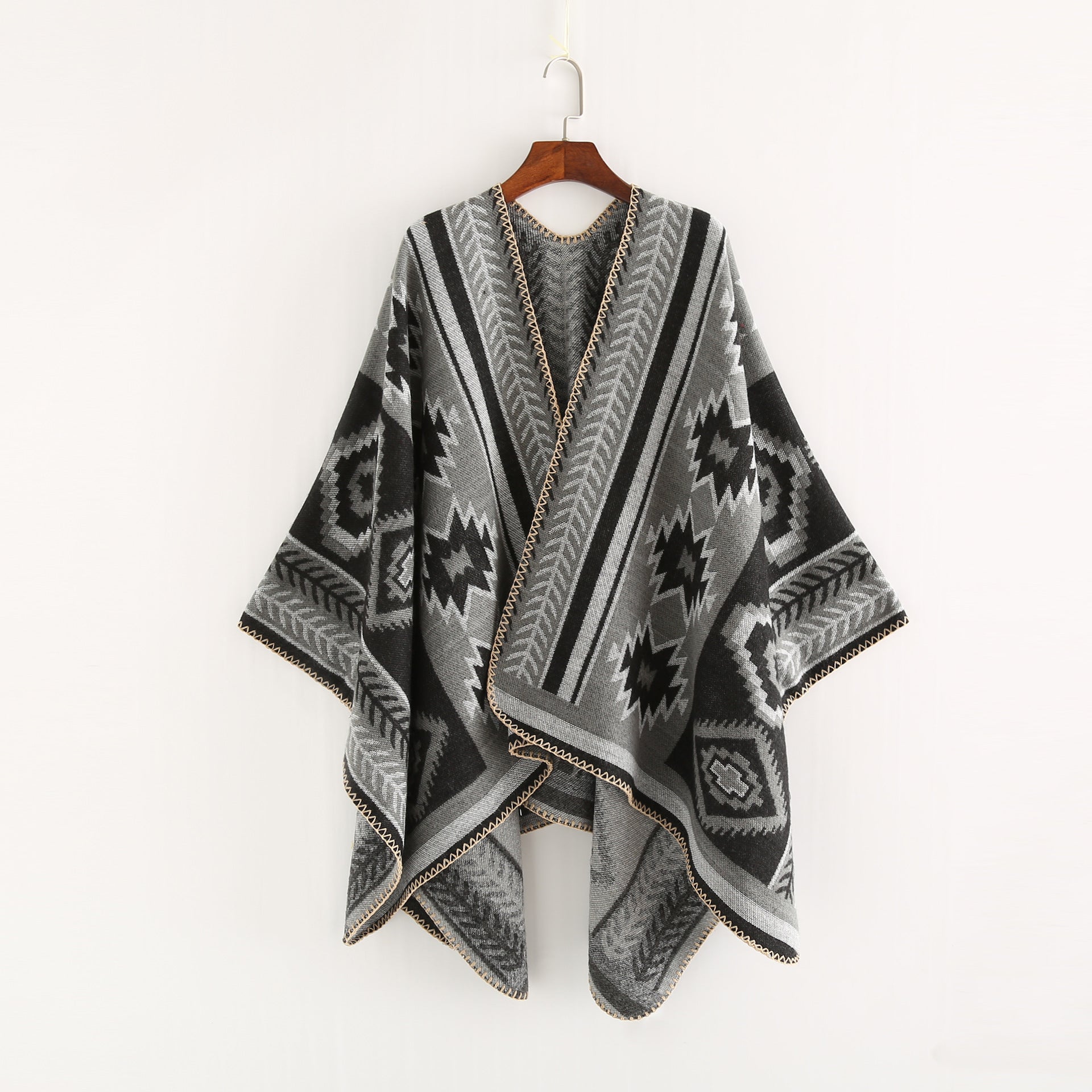Geometric Abstract Puzzle Cloak Simple Thicken Lengthen Warm Air Conditioning Shawl Travel Blanket