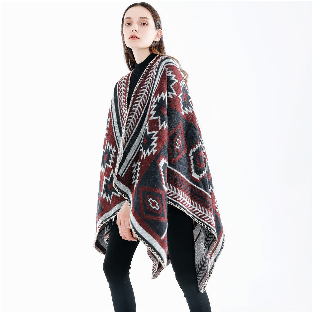 Geometric Abstract Puzzle Cloak Simple Thicken Lengthen Warm Air Conditioning Shawl Travel Blanket