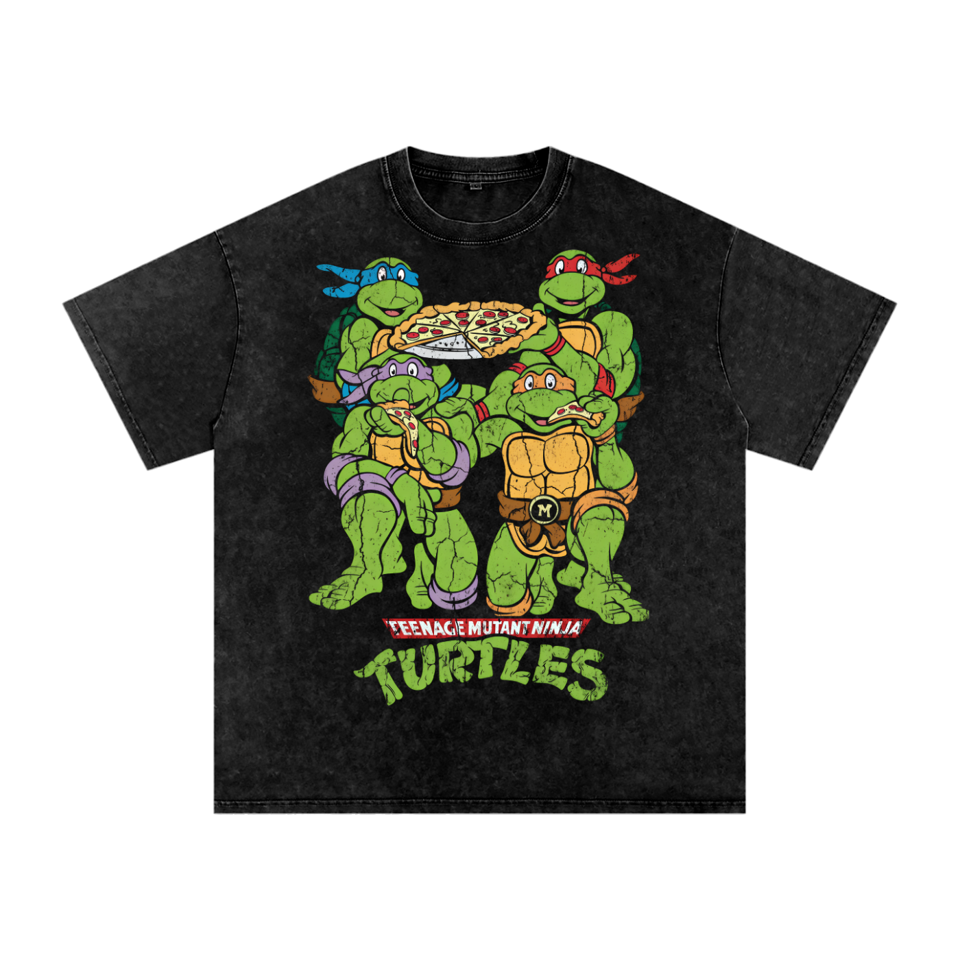 Teenage Mutant Ninja Turtles Pizza Vintage Graphic T-Shirt