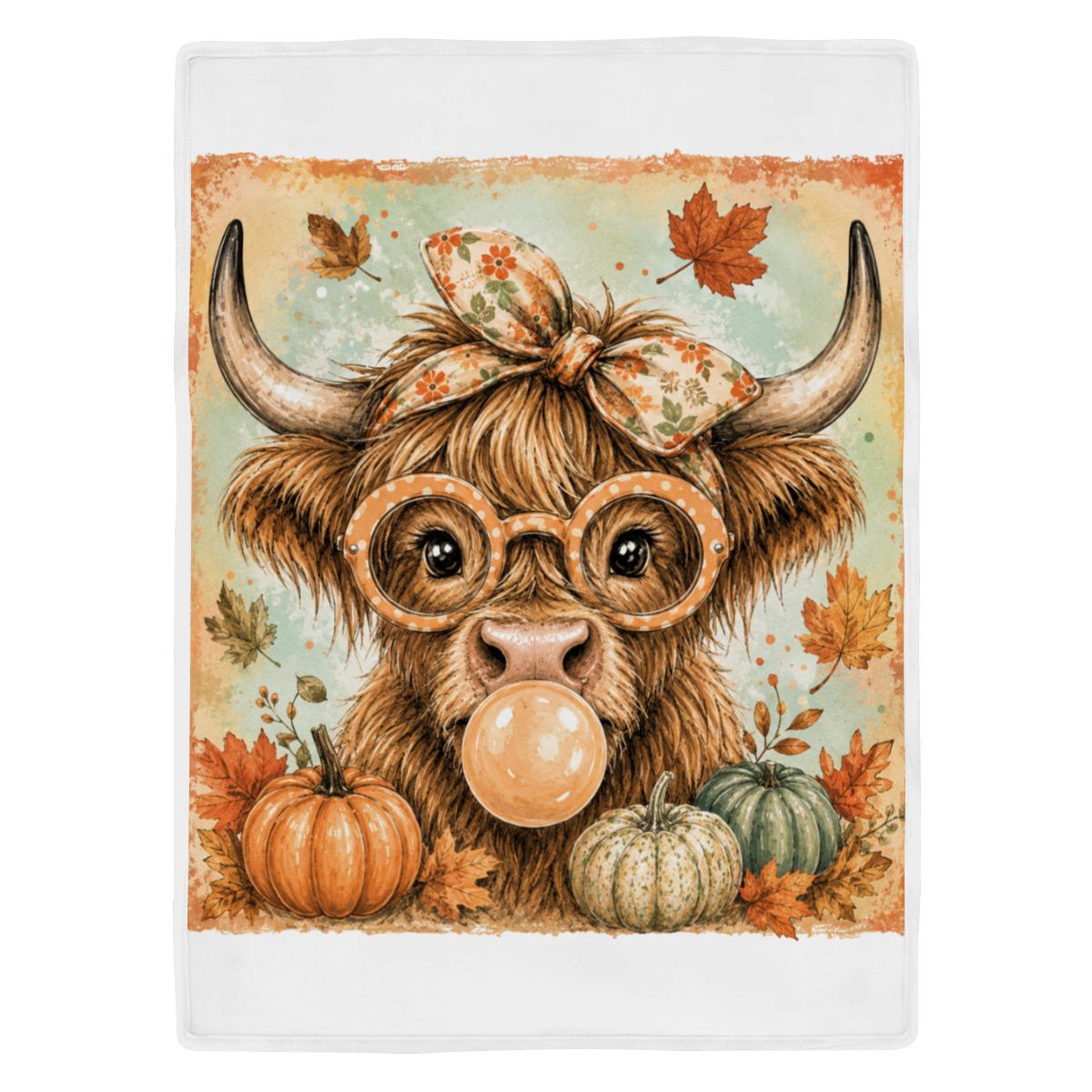 Cooling SilkFeel Blanket Brushstroke Fall Highland Cow Png