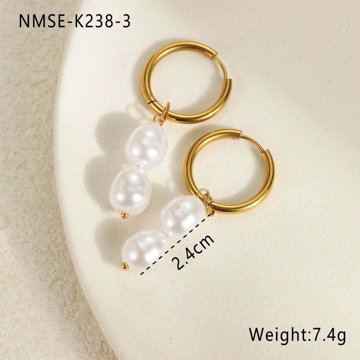 Elegant Baroque Shaped Imitation Pearl Stainless Steel Bracelet Earrings Twin Exquisite Jewelry