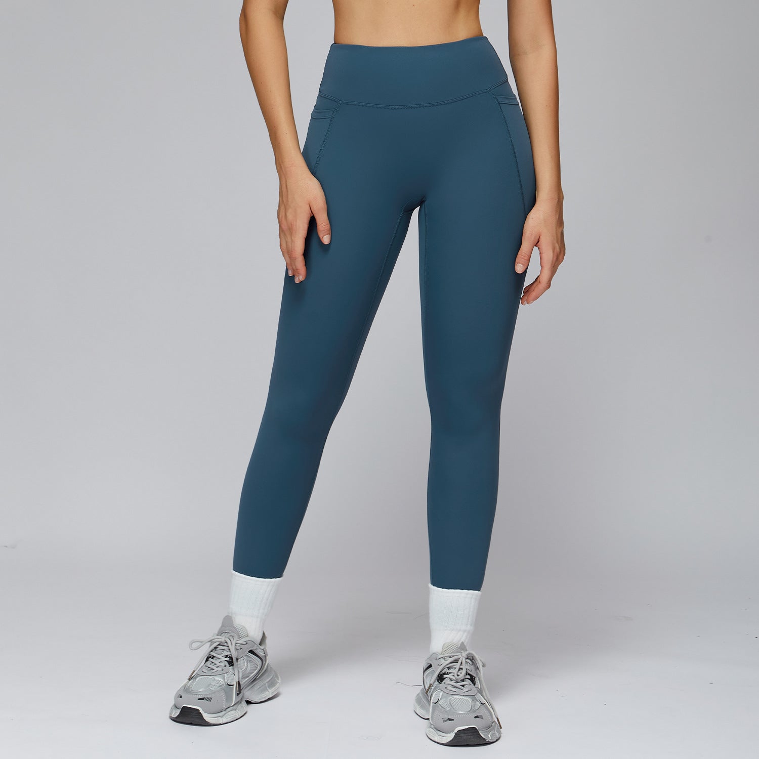 Nude Feel Trousers High Waist Belly Contracting Close Fitting Yoga Pants Outdoor Running Exercise Workout Pants Women
