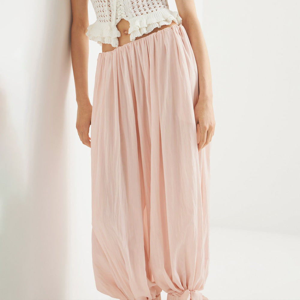 Bud Wide Leg Pants Women Spring Summer Lace-up Bloomers Slim Loose Bloomers Pants Women