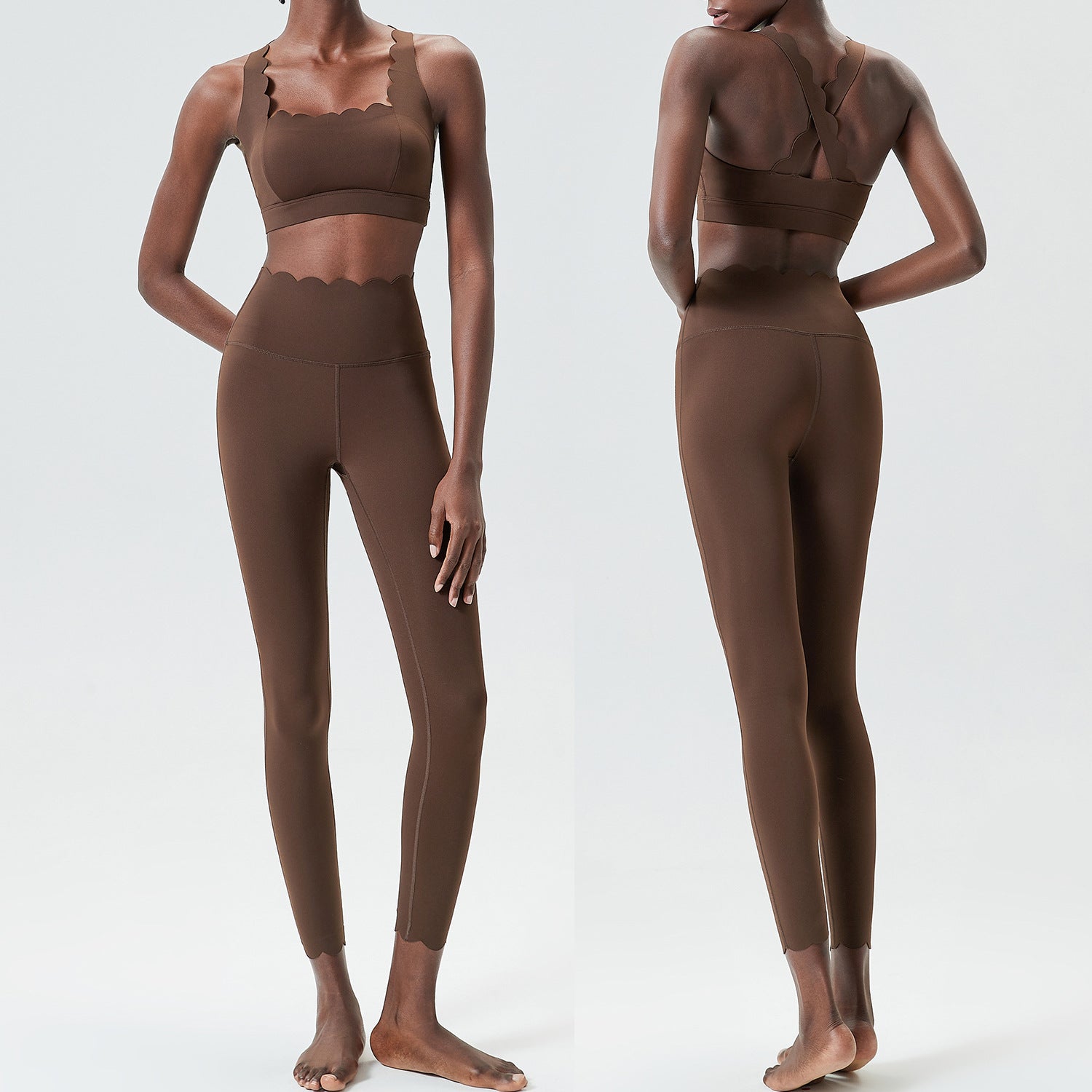 Small Wave Yoga Suit Suit Women Tight Fit Sports Fitness Suit Two Piece Quick Dry Suit