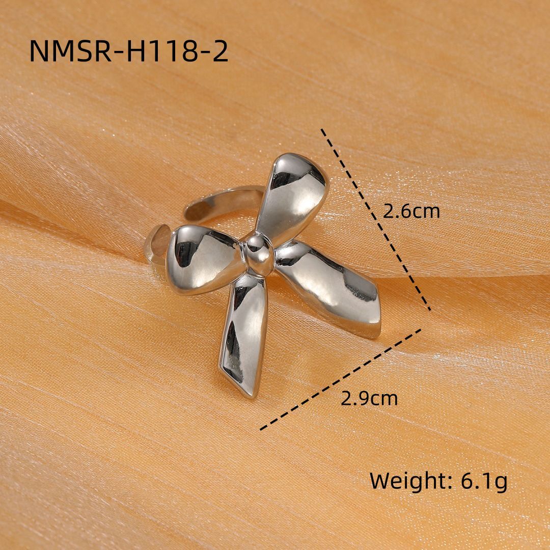 Gold Bow Titanium Steel Earrings Small Exquisite High Sense Stainless Steel Studs Ring Women