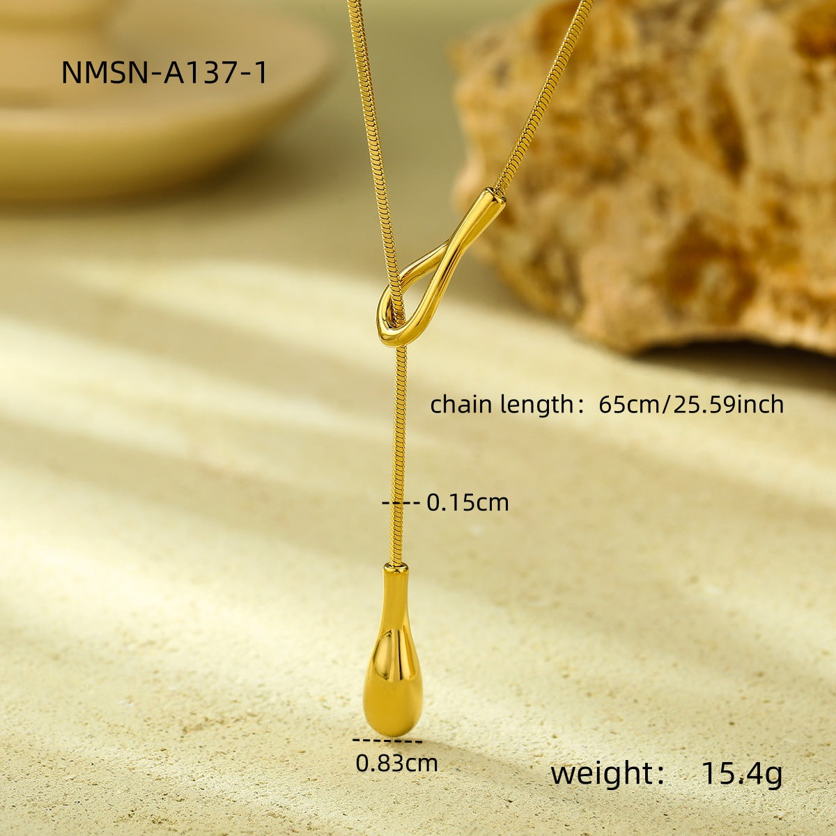 Stainless Steel Necklace Long Water Drop Pull out Y Shaped Chain Necklace for Women Cold Necklace for Women