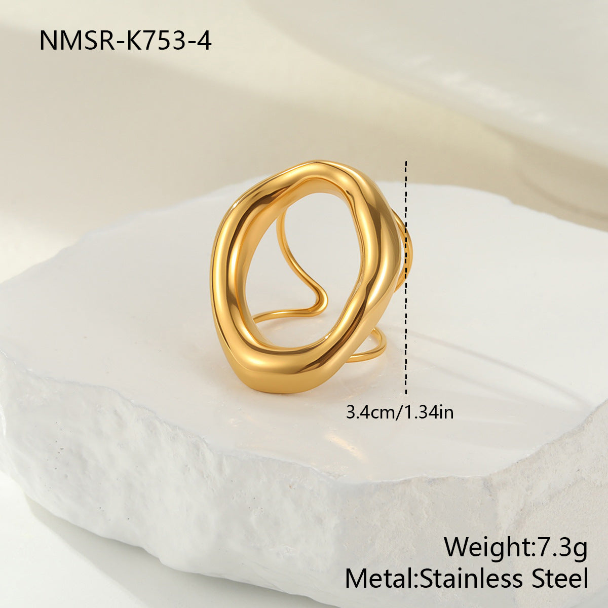 Personality Geometry Hollow Out Cutout Stainless Steel Necklace Bracelet Ear Studs Ornament Set All Match Ring