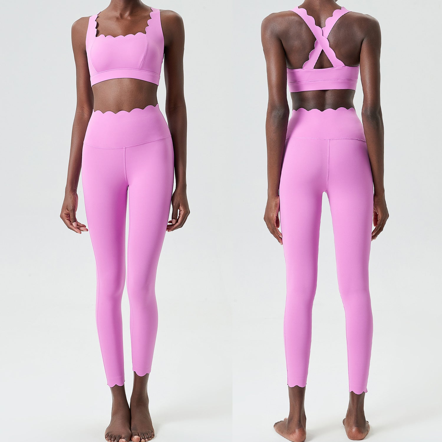 Small Wave Yoga Suit Suit Women Tight Fit Sports Fitness Suit Two Piece Quick Dry Suit