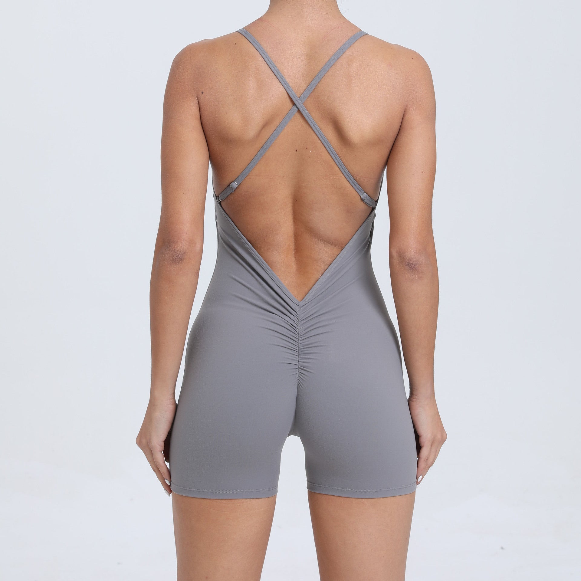 Quick Drying Nude Feel Sports One Piece One Piece Beauty Back Running Fitness Clothes Tight Yoga Jumpsuit