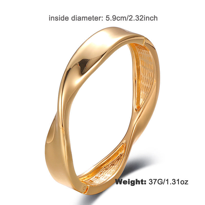 Bracelet Women Metal Mirror Polished Classical Open Irregular Asymmetric Bracelet Women