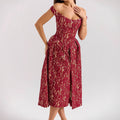 Spring Summer Women Clothing Fashionable off Shoulder Backless Slim Fit Waist Trimming Printing Dress Women