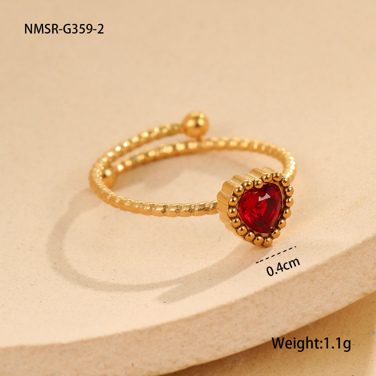 Elegant Retro Love Inlaid Zircon Stainless Steel Ring Niche Open Ring Jewelry