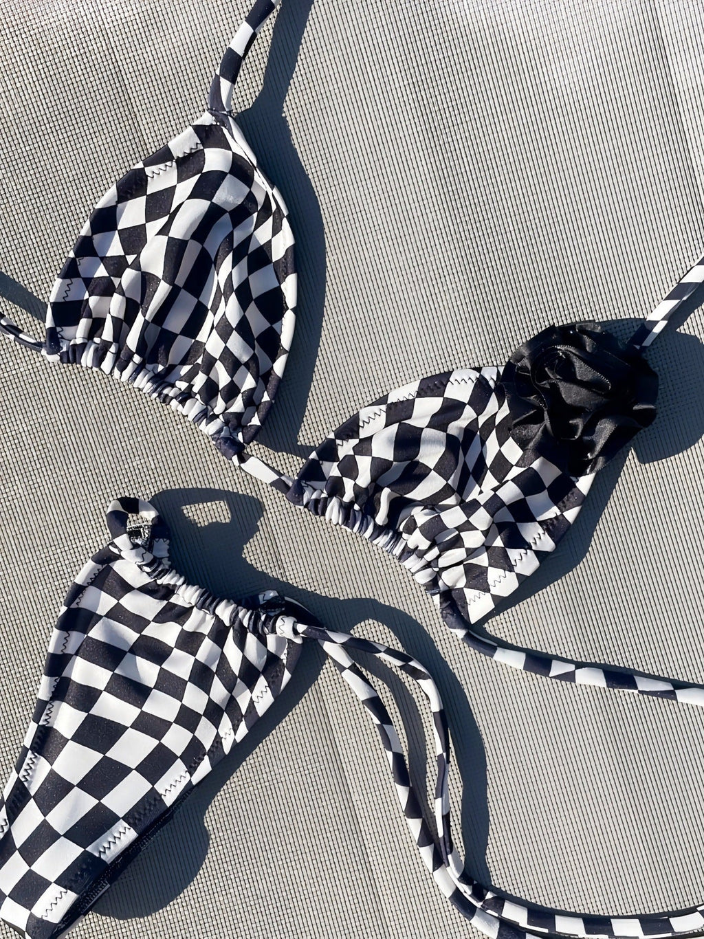 Bikini Black White Plaid Printed Swimsuit Beach Sexy Women Swimsuit