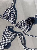 Bikini Black White Plaid Printed Swimsuit Beach Sexy Women Swimsuit