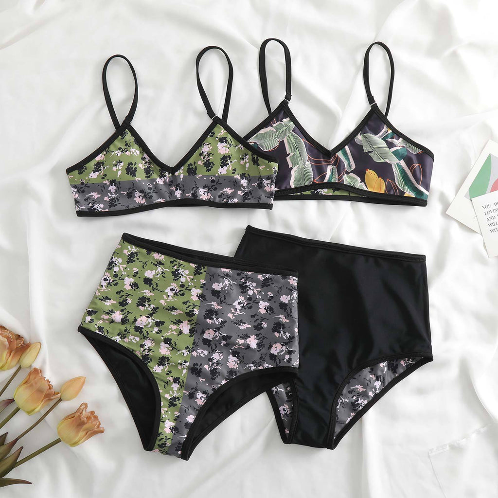 Split Double Sided Three Piece Set Retro Swimsuit Swimsuit Lace up Sand