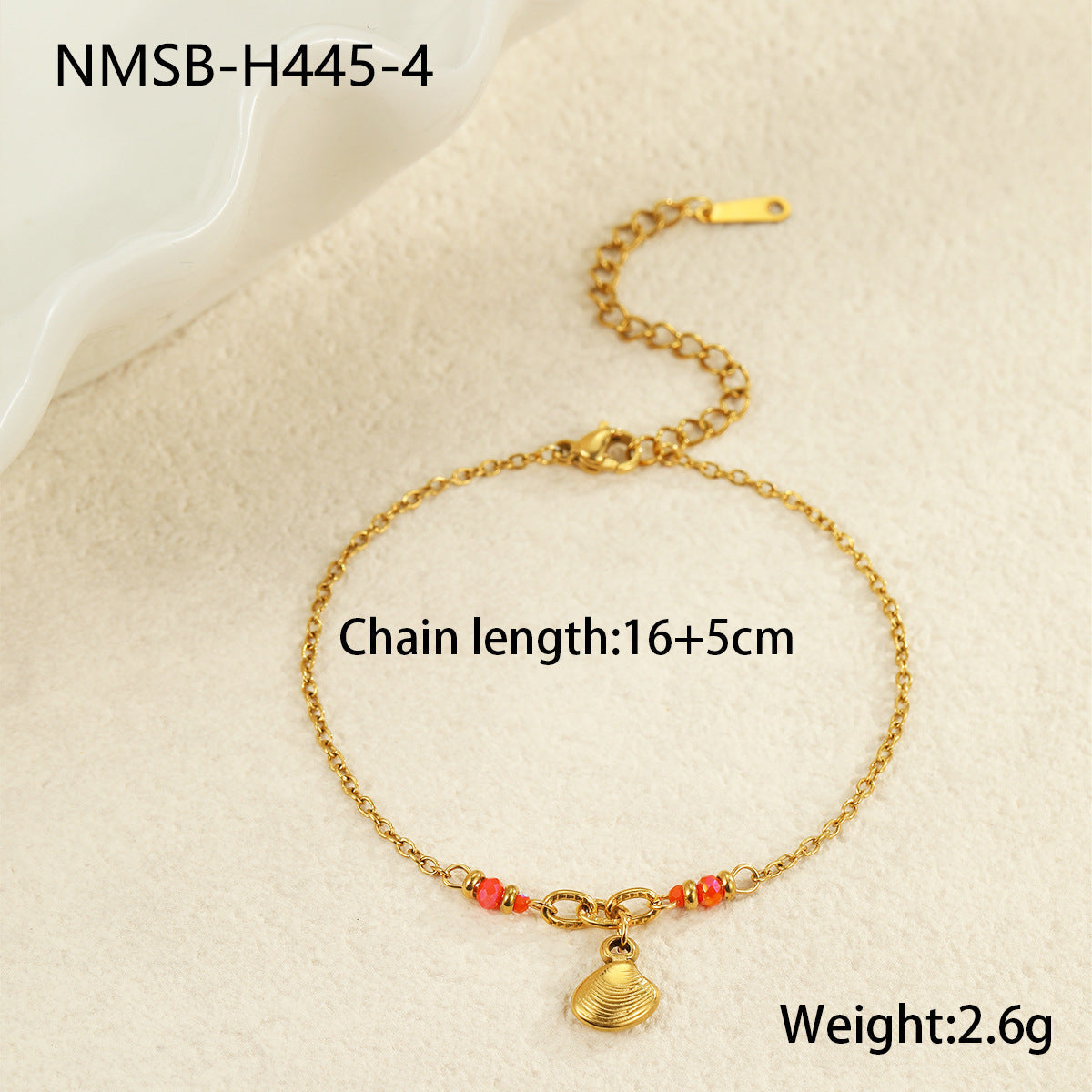 Summer Ocean Coconut Shell Embellished Stainless Steel Bracelet Titanium Steel Plated 18K Gold Stacked Bracelet