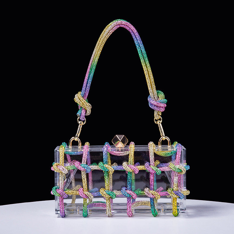 Spring Summer Alec Transparent Storage Box Handcraft Braiding Rope Small Square Bag Underarm Handbags