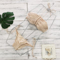 Solid Color Tube Top Strap Pleating Bikini Sexy Split Swimsuit Women