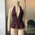 Summer Nail Deep V Plunge Halterneck Vest Sexy Cutout Sexy Backless Top