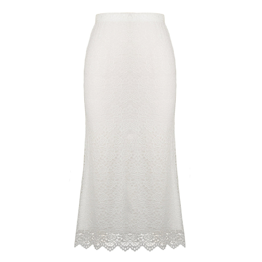 Women Clothing Lace Skirt Spring Summer High Waist One Step Skirt Sexy Slim Hip Long Skirt