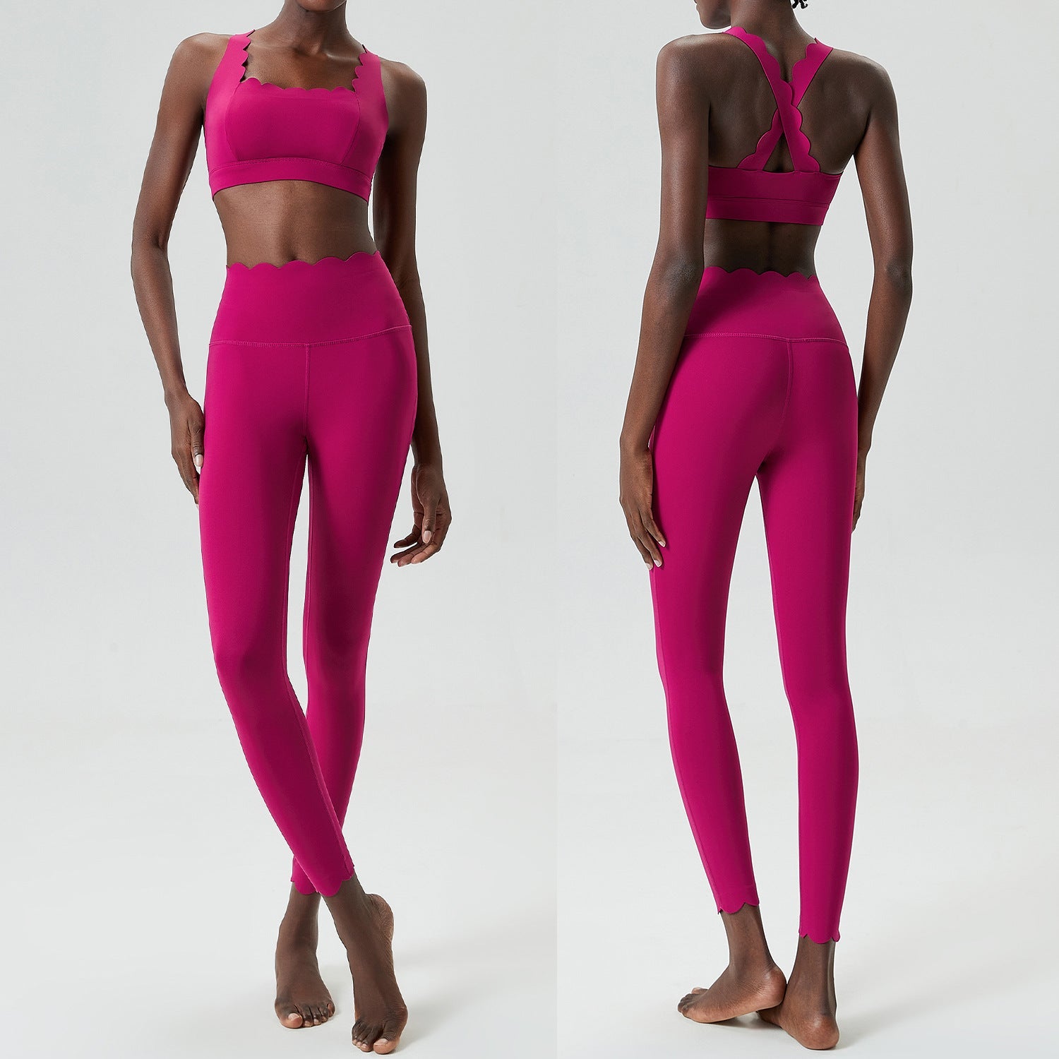 Small Wave Yoga Suit Suit Women Tight Fit Sports Fitness Suit Two Piece Quick Dry Suit