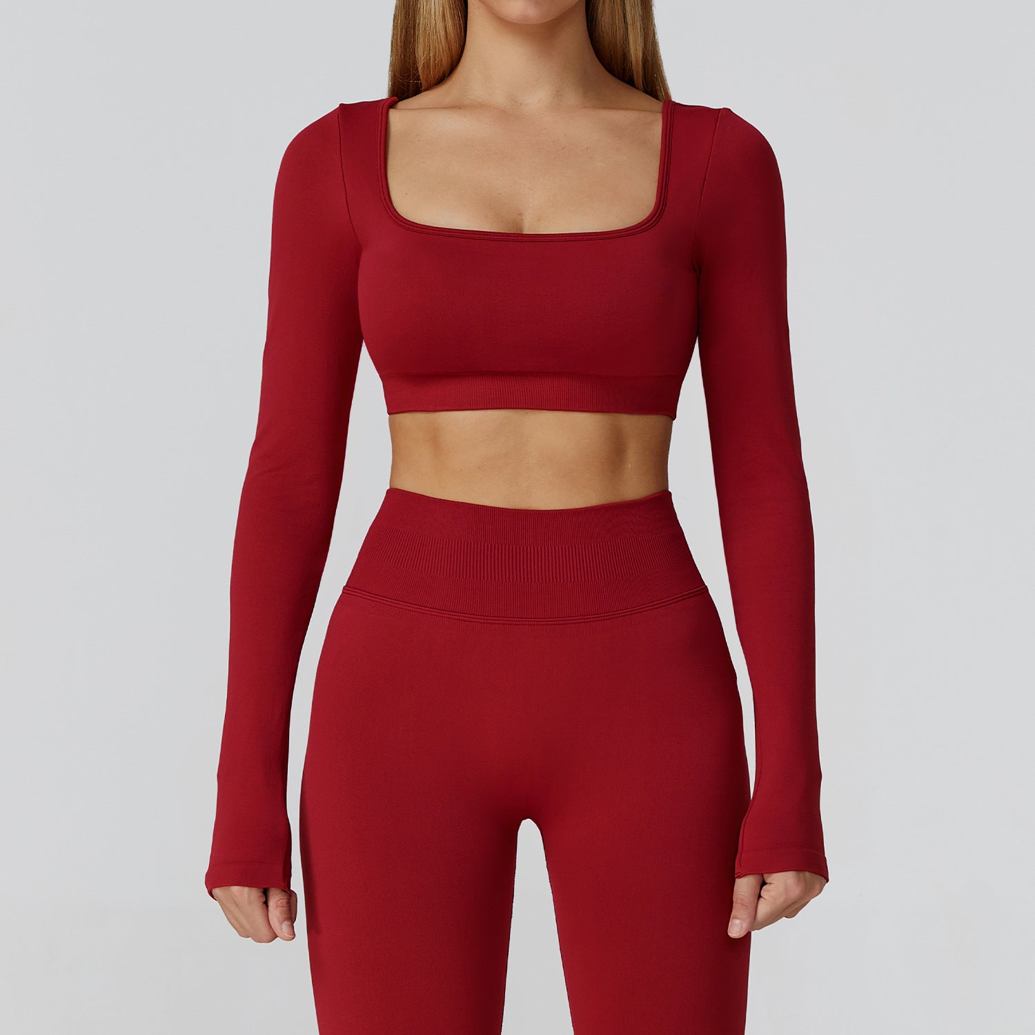 Sollinarry Slim Fit Seamless Yoga Clothes Hollow Out Cutout out Beauty Back Yoga Long Sleeve Women Sports Running Fitness Clothes