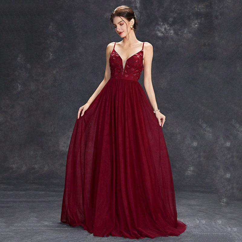 Evening Dress Sexy Hollow Out Cutout out Backless Deep V Plunge Lace Stitching Long Sleeve Dress
