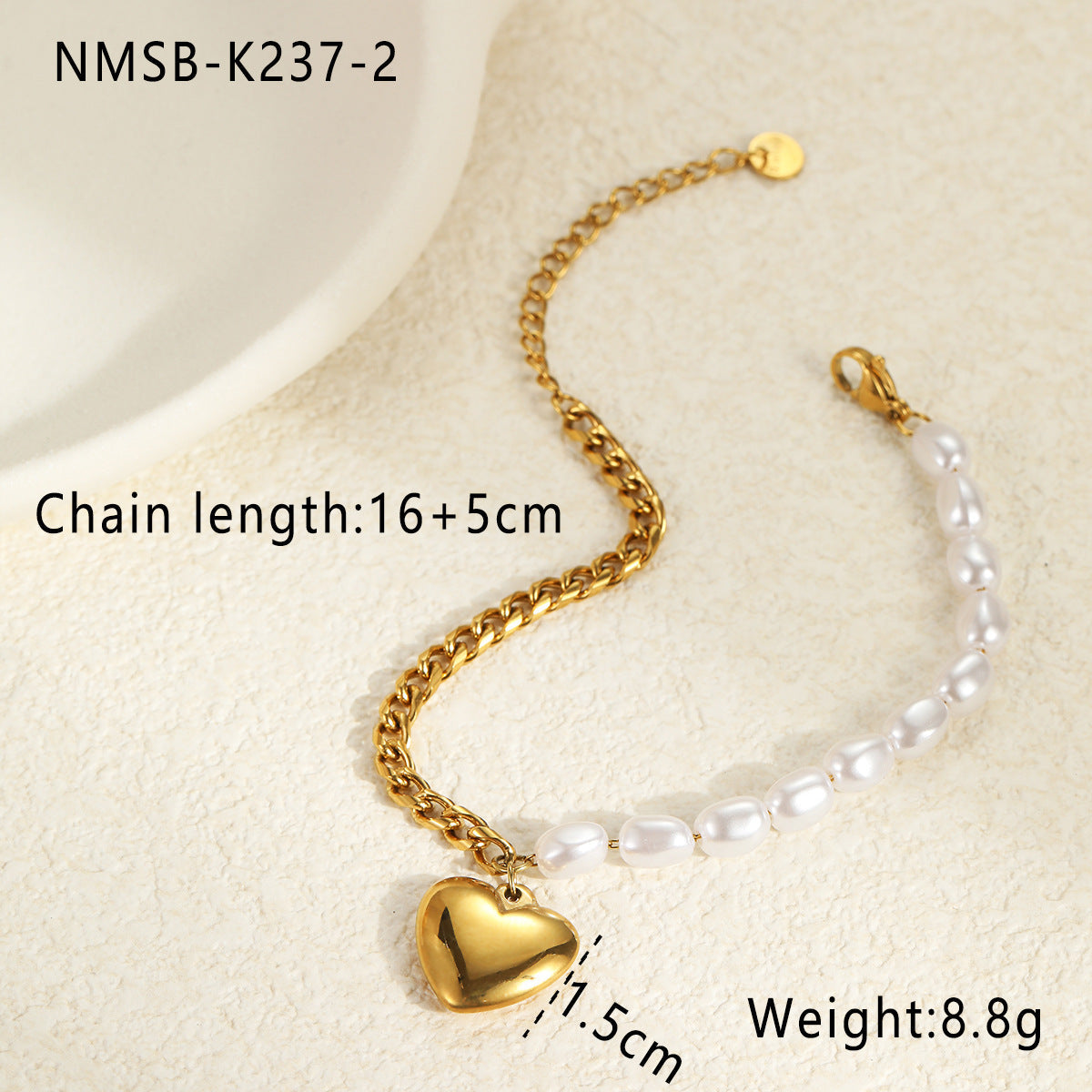 Elegant Baroque Shaped Imitation Pearl Stainless Steel Bracelet Earrings Twin Exquisite Jewelry