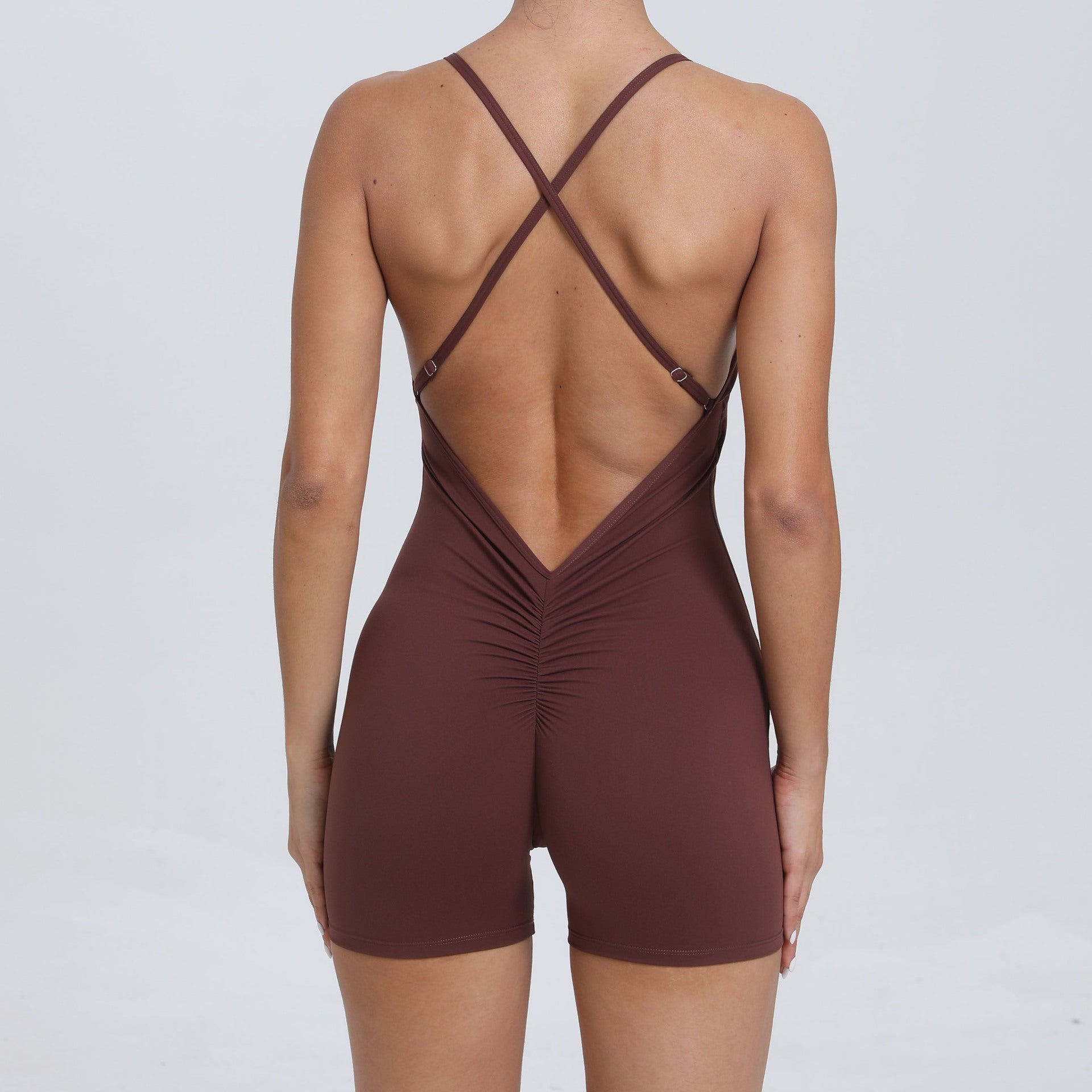 Quick Drying Nude Feel Sports One Piece One Piece Beauty Back Running Fitness Clothes Tight Yoga Jumpsuit