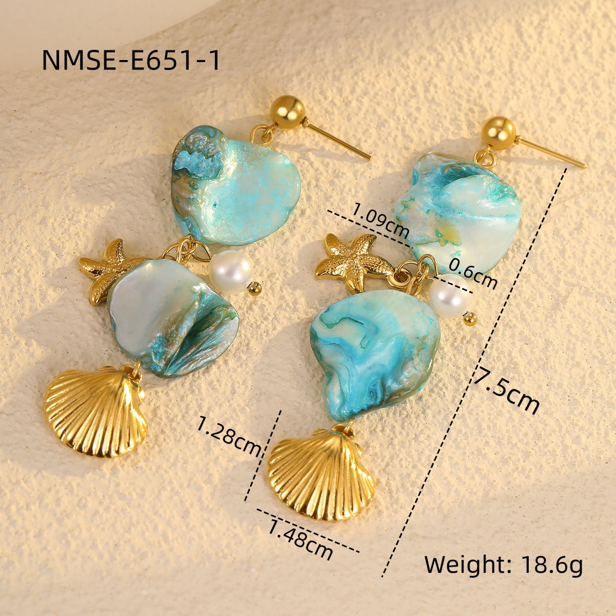 Ocean Series Beach Vacation Necklace Bracelet Earrings Shell Starfish Stainless Steel Summer Ornament