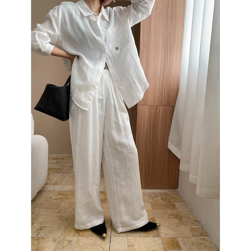 Early Spring Casual Old Sun Protection Shirt Wide Leg Pants Set