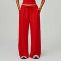 Sollinarry Brushed Trousers Embellished Wide Leg Loose Casual Pants Women Sports Fitness Elastic Drawstring Trousers