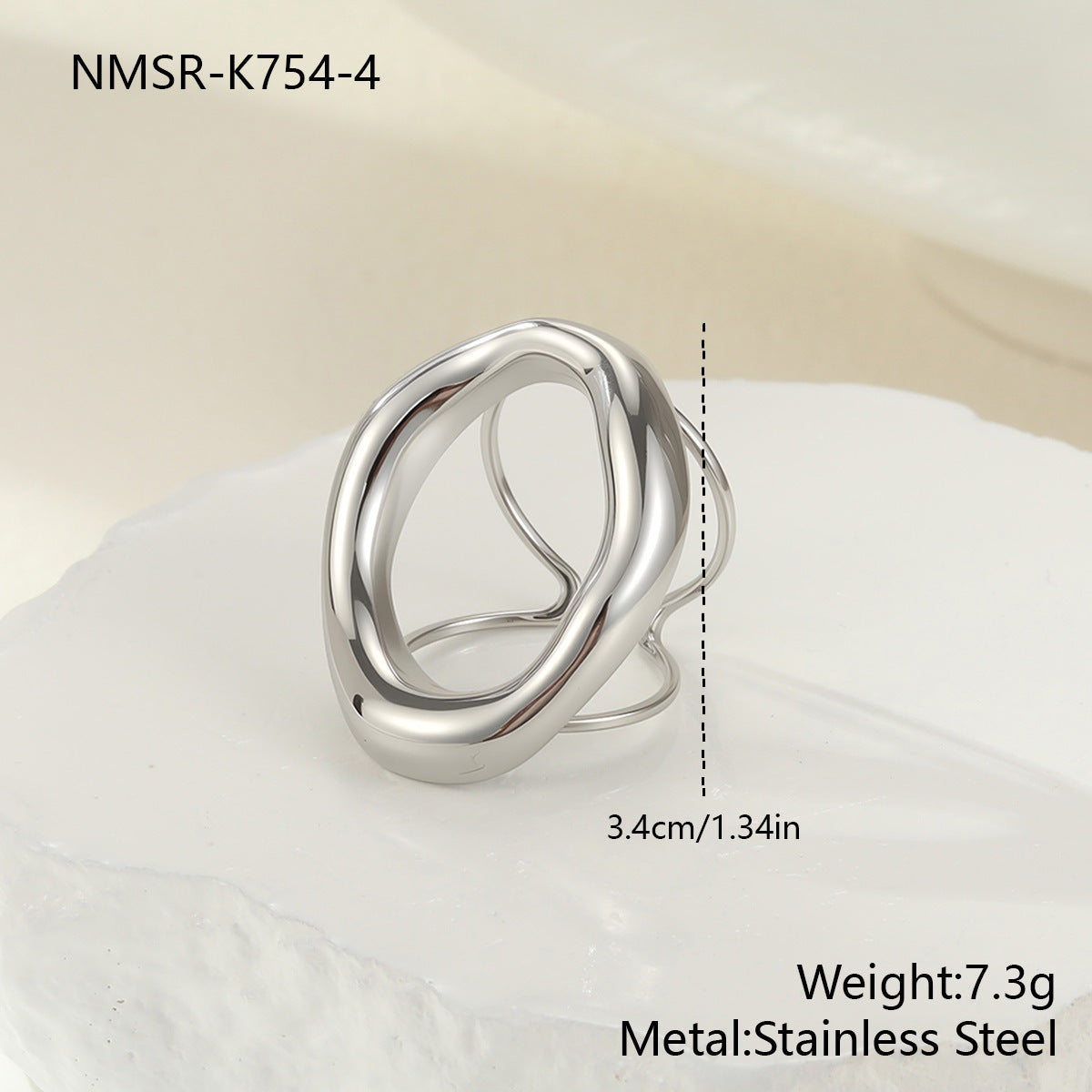 Personality Geometry Hollow Out Cutout Stainless Steel Necklace Bracelet Ear Studs Ornament Set All Match Ring
