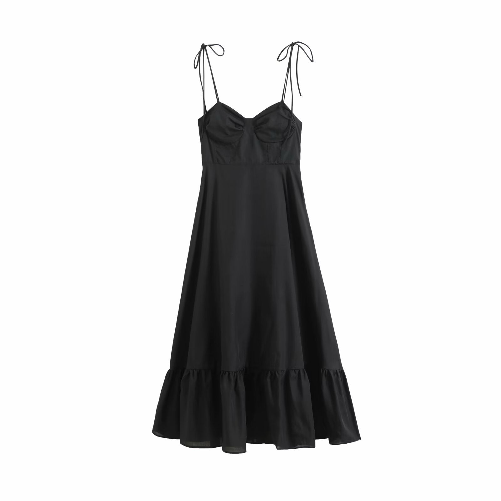 Summer Women Clothing Laminated Decoration Poplin Sleeveless Sling Dress Slimming