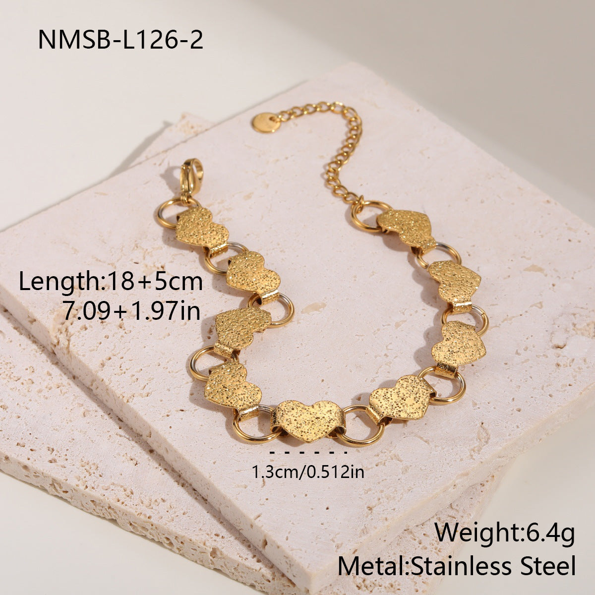 Personalized High Grade Hollowed Heart Shape Stainless Steel Necklace 18K Gold Plating Exaggerated Bracelet Hand Jewelry