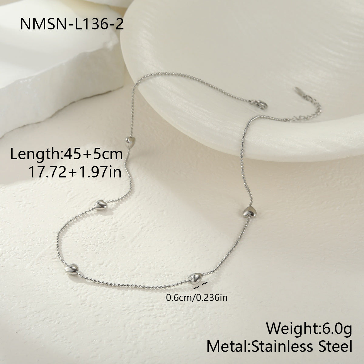Stainless Steel Love Necklace High Grade Titanium Steel Necklace Simple Clavicle Chain Sweater Chain