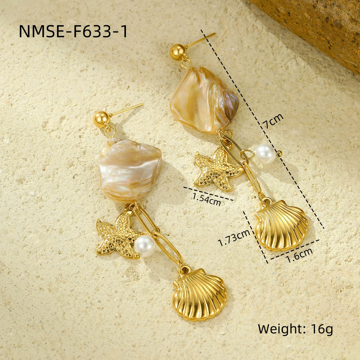 Ocean Series Beach Vacation Necklace Bracelet Earrings Shell Starfish Stainless Steel Summer Ornament