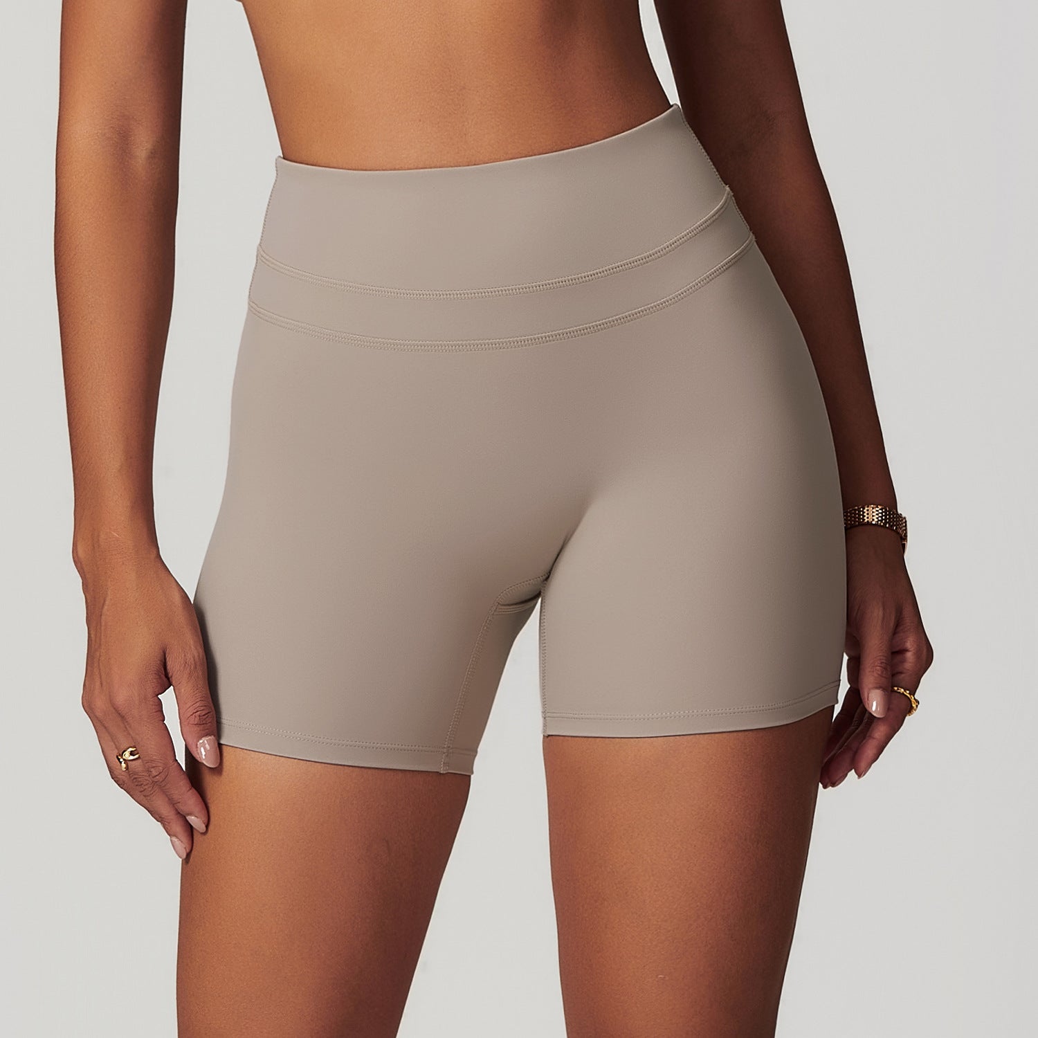 Sollinarry Brushed Tight Yoga Shorts Stretch High Waist Peach Hip Lifting Running Workout Shorts