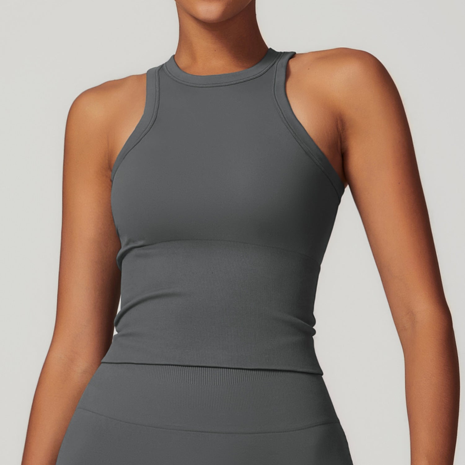 Sollinarry Seamless Tight I Shaped Beauty Back Yoga Vest One Piece Belly Covering Sports Top Yoga Clothes for Women