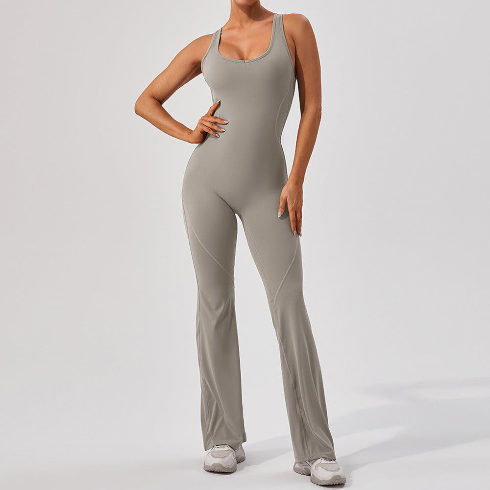 Quick Drying Sanding Skinny Yoga Clothes Dance Sports Fitness Clothes Hip Lifting Waist Slimming Horn Yoga Jumpsuit