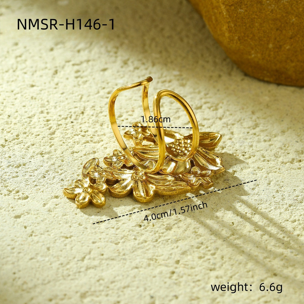 Stainless Steel Ring Exaggerated Irregular Asymmetric Geometric Abstract Plated 18K Gold Titanium Steel Ring Bracelet